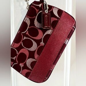 Like New Coach Signature 3-Tone Mini Clasp Wristlet